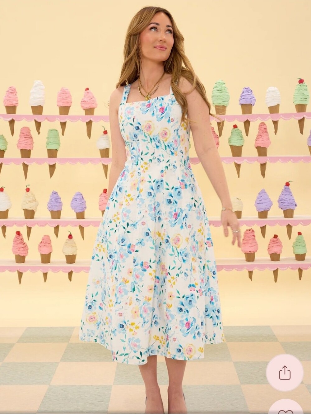 Ivy City Co Petal Dress In Blue Bouquet
